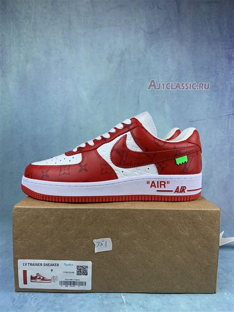 louis vuitton x air force 1 low 'white comet red'|louis vuitton nike white red.